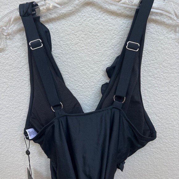NWT DixPerfect Hermosa Swimsuit Size Large Black Ruffle Wrap Tie One Piece - Picture 9 of 12